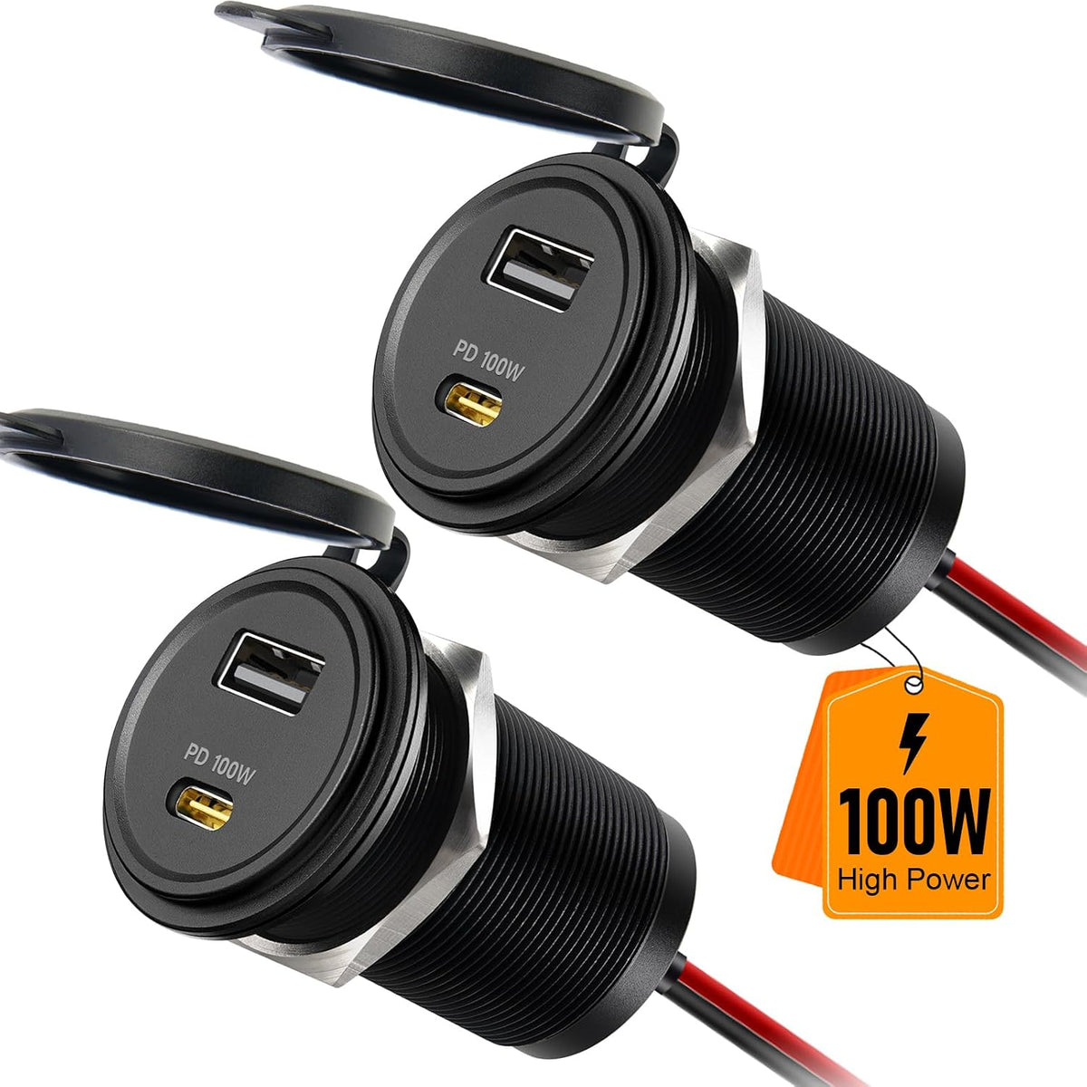 118W 12V USB Outlet, 100W Type-C PD3.0 Laptop Car USB C Socket