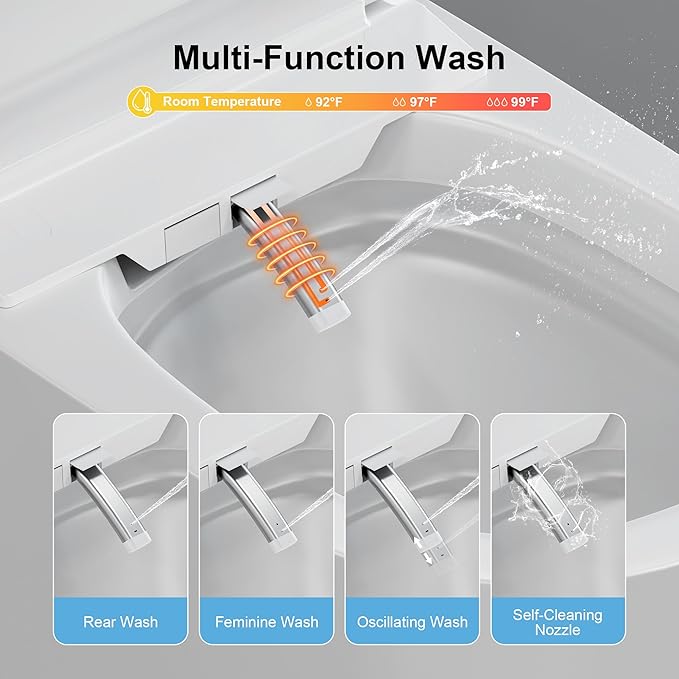 Smart Toilet with Bidet Built in, Bidet Toilet with Heated Seat and Night Light