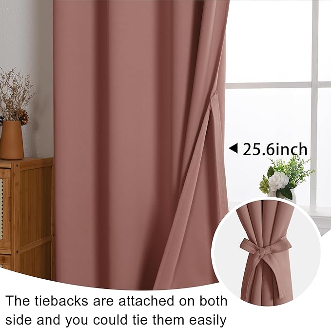 JIUZHEN Dried Rose Blackout Curtains