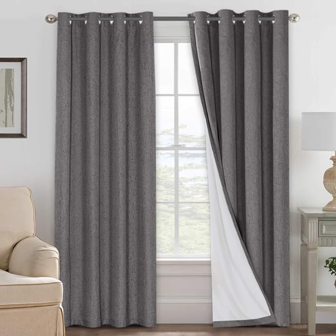 H.VERSAILTEX Linen Blackout Curtains 108 Inches Long 100% Absolutely Blackout