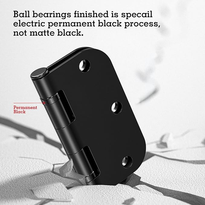 30 Pack Ball Bearing Matte Black Door Hinges 3.5 Inch 5/8" Radius Round ...