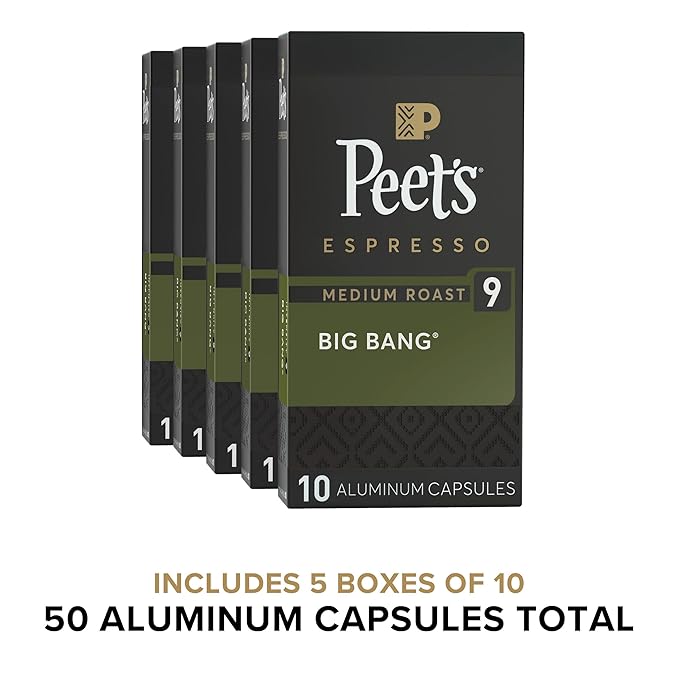 Peet's Coffee, Medium Roast Espresso Capsules, Compatible (50 Count)