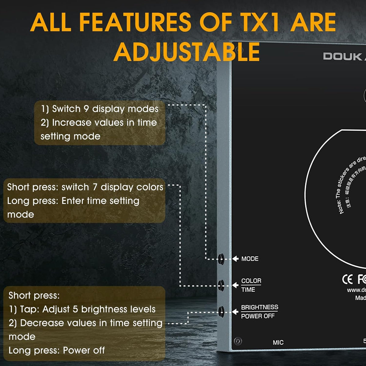 Douk Audio Desktop Word Clock: Music Spectrum Display (TX1)