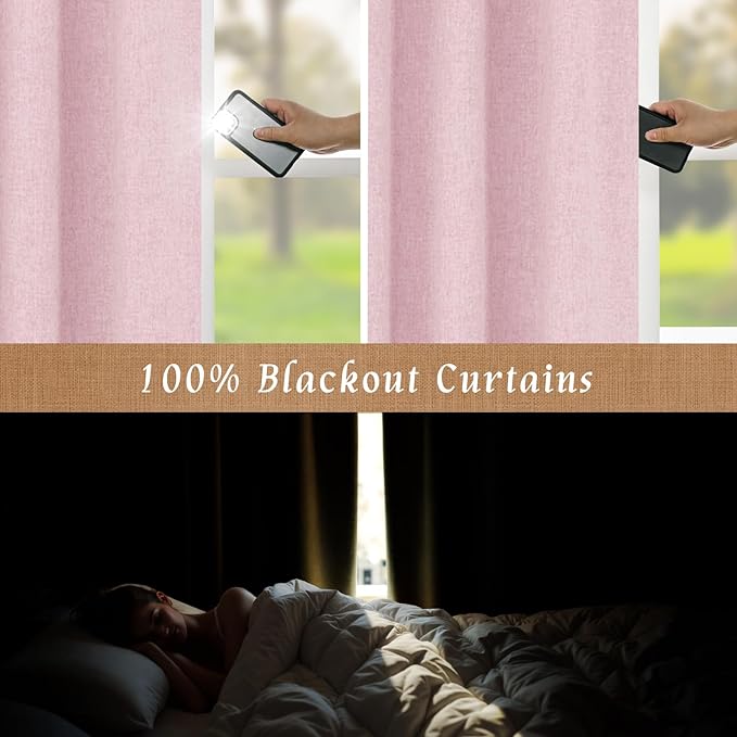 LAMIT Linen Full Blackout Window Curtains