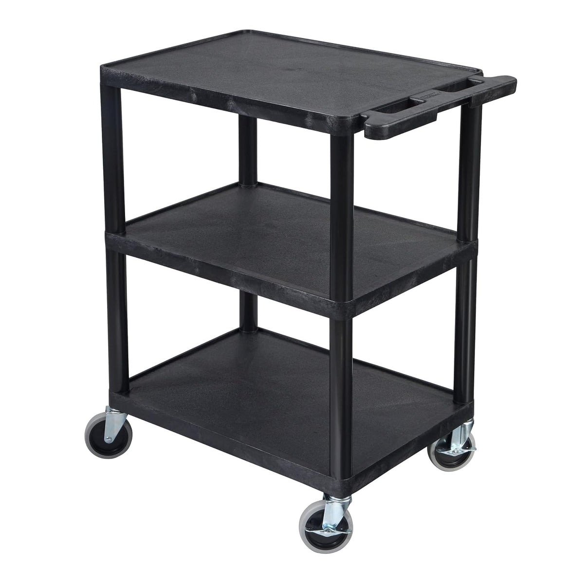 LUXOR STC222-B 3-Shelf Utility Cart, Black
