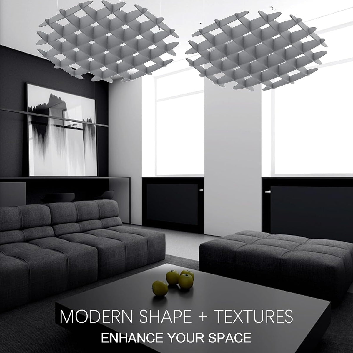 Acoustic Ceiling Panels Sound Absorbing Panels, Hexagon Gray
