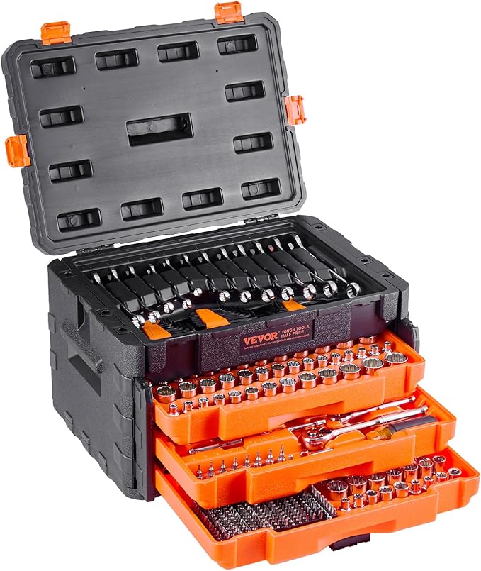 VEVOR Mechanics Tool Set and Socket Set, 3/8 and 1/2 inch Drive Deep and (450...