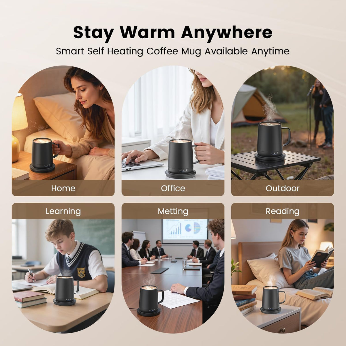 Smart Self Heating Coffee Mug,14oz Temperature Control Coffee Mug,Hot up to 1...