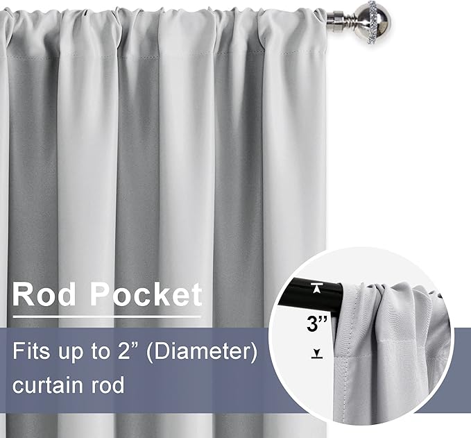 JIUZHEN Blackout Curtains for Bedroom– Thermal Insulated, Noise Reducing Room
