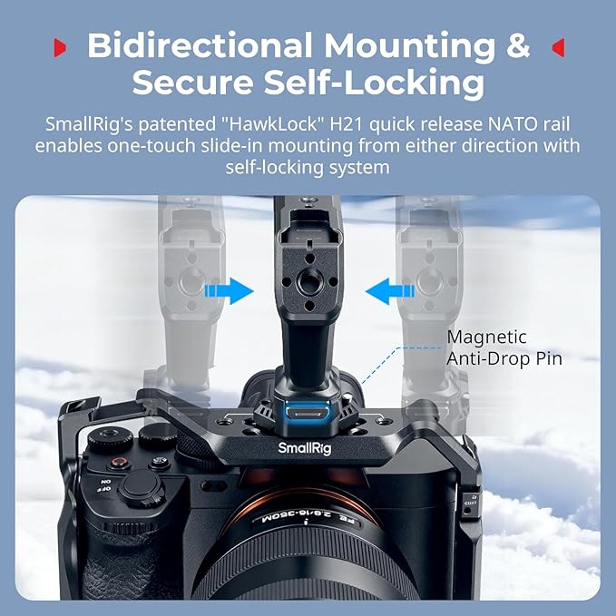 SMALLRIG Quick Release Top Handle, Dual-Direction & Compatible QR-Slide NATO