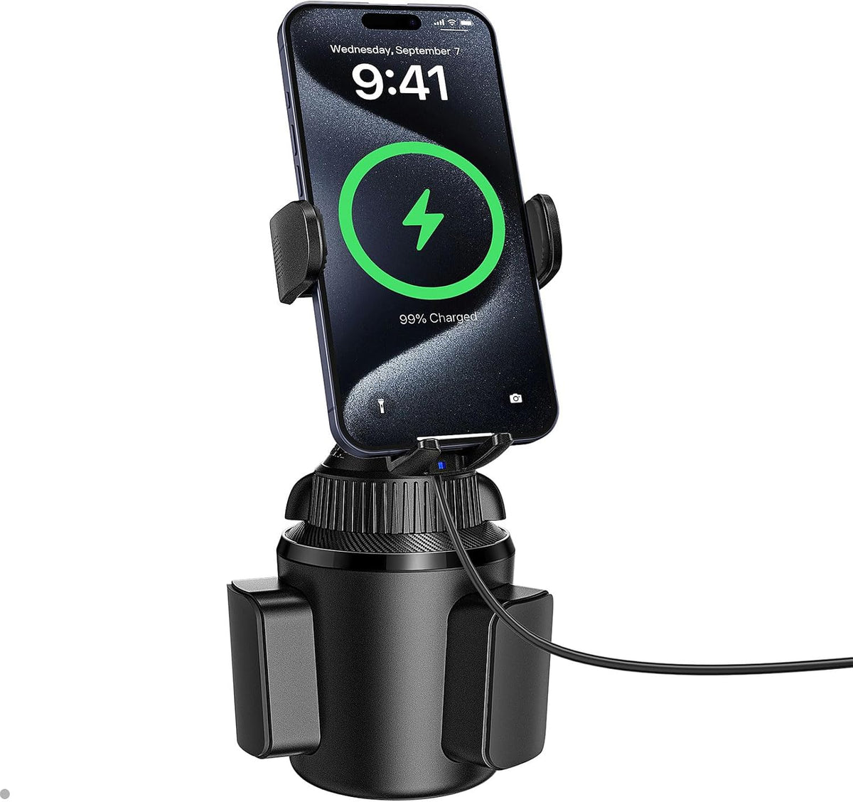 APPS2Car 15W Qi Wireless Car Charger Solid Cup Holder Mount, Adjustable Long ...