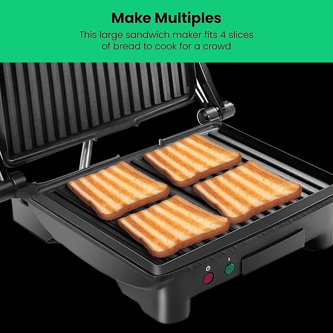 Chefman Panini Press Grill and Gourmet Sandwich Maker Non-Stick Coated Plates