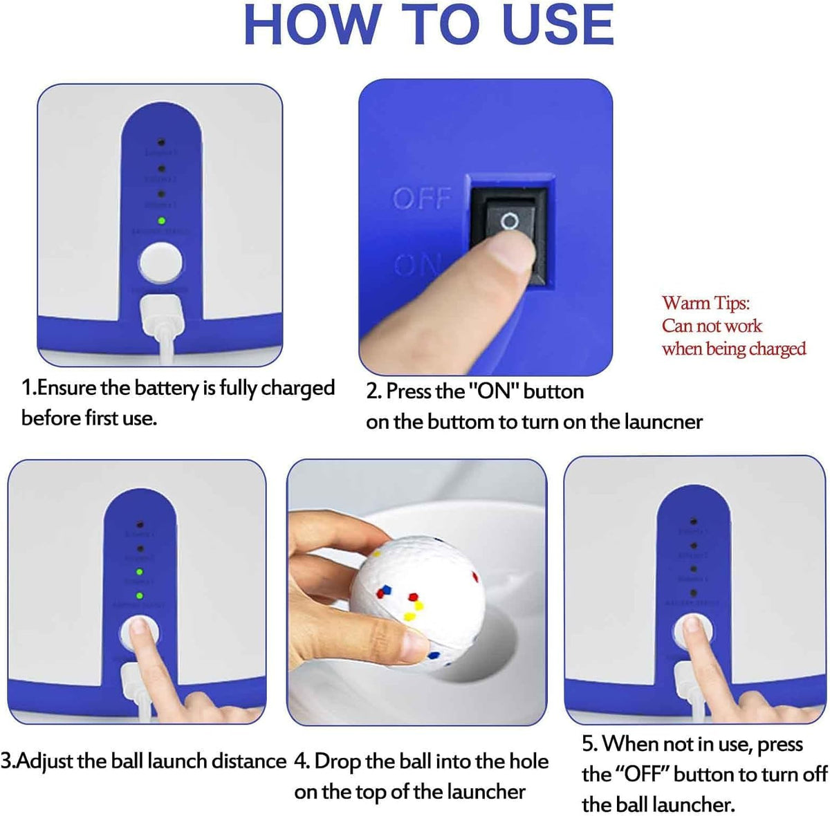 Automatic Dog Ball Launcher, with 6 2.3" ETPU Balls, for Small/Medium Dogs