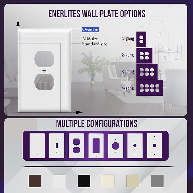 ENERLITES Jumbo Duplex Receptacle Outlet Wall Plate, Large Electrical Outlet ...