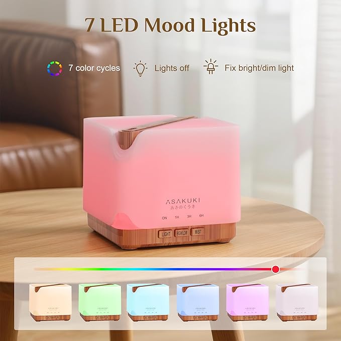 ASAKUKI Essential Oil Diffuser 700ml, Ultrasonic Aromatherapy Humidifier