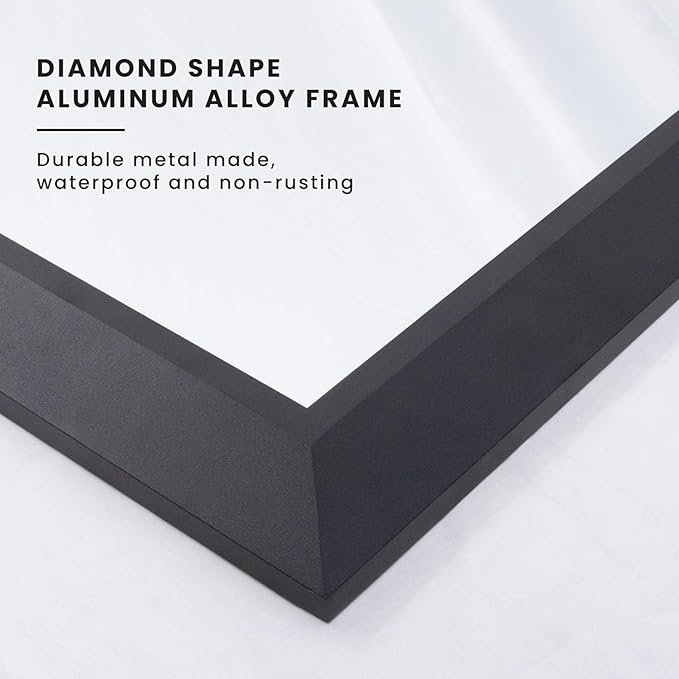 Amorho Black Bathroom Mirror, 28x36 Inch Thick Metal Framed Wall Mirrors