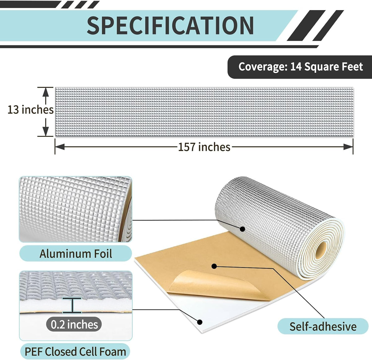 TroyStudio Dishwasher Sound Insulation Blanket, 13" x 157" x 0.2&qu...