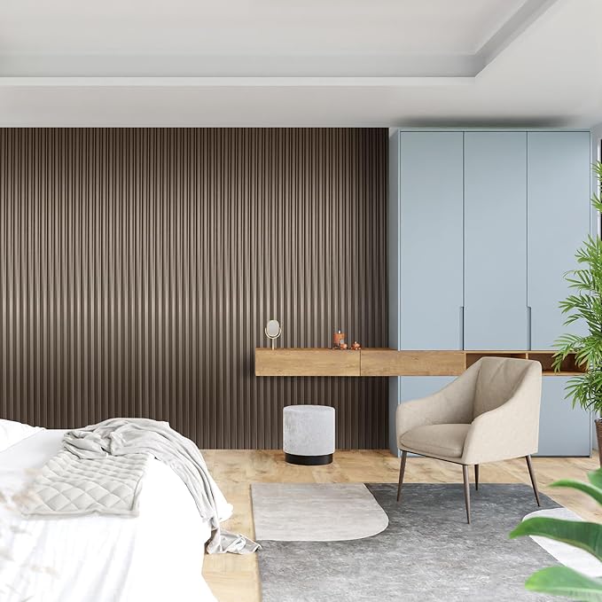 Art3dwallpanels Slat Wall Paneling, 8 Pack Wavy Grain Panel Wall Slats