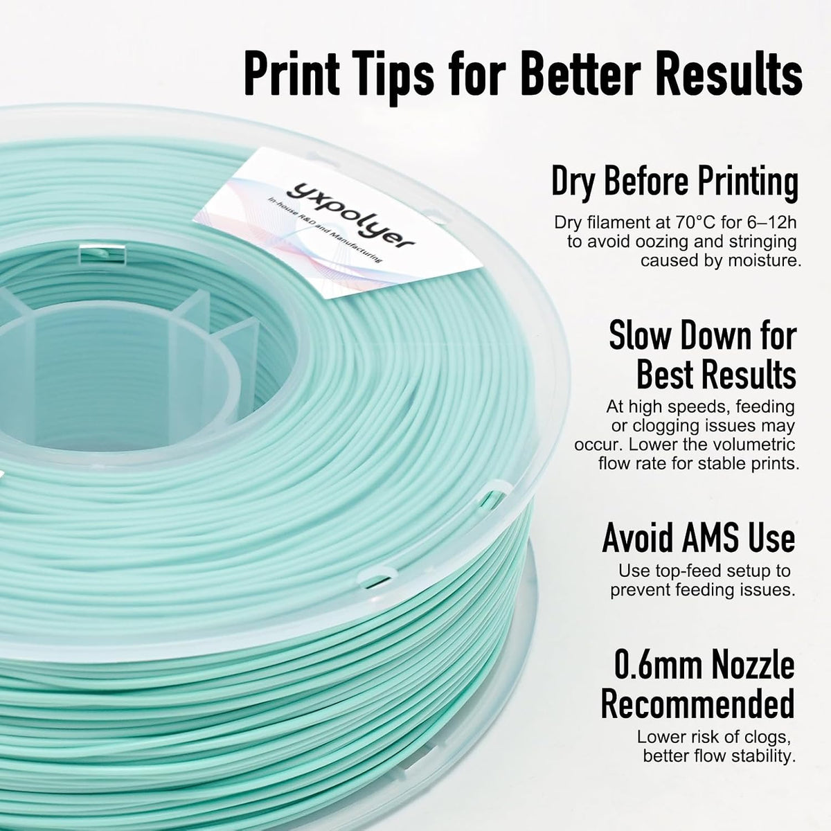 YXPOLYER Flexible PLA Food-Safe 92A Soft PLA 3D Printer Filament