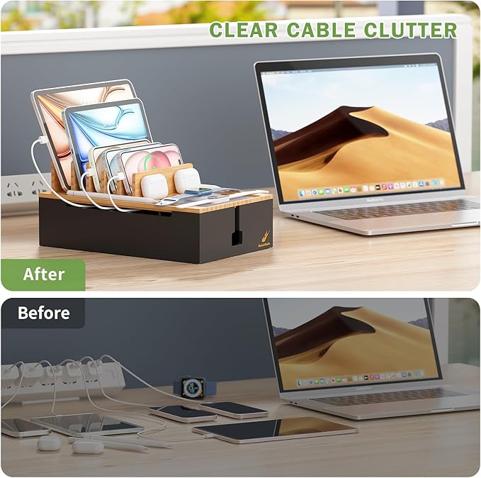Pezin & Hulin Bamboo Charging Station, Electronic Devices Organizer