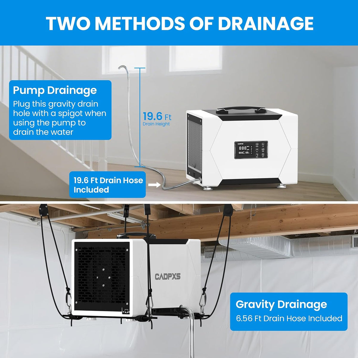 CADPXS 80 Pints Crawl Space/Commercial Dehumidifier with Pump & Drain Hose