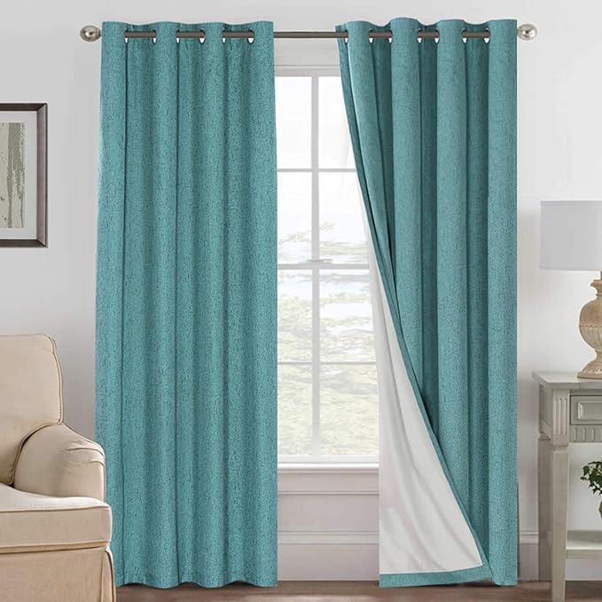 H.VERSAILTEX Linen Blackout Curtains 96 Inches Long 100% Absolutely Blackout