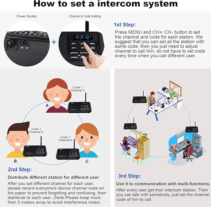 Expandable for Wuloo Intercoms Wireless for Home WL888, 1 Mile Range 22 Channel