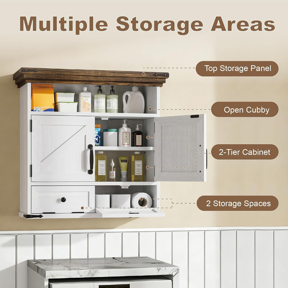 Bathroom Wall Cabinet, Farmhouse Medicine Cabinet with Door, 8.9"D x 25....