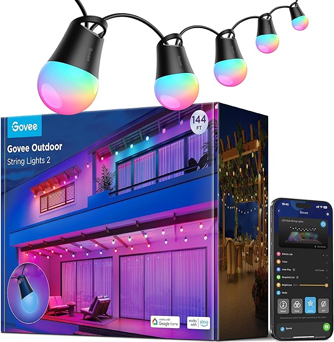 Govee Smart Outdoor String Lights 2, 144ft Outdoor Lights