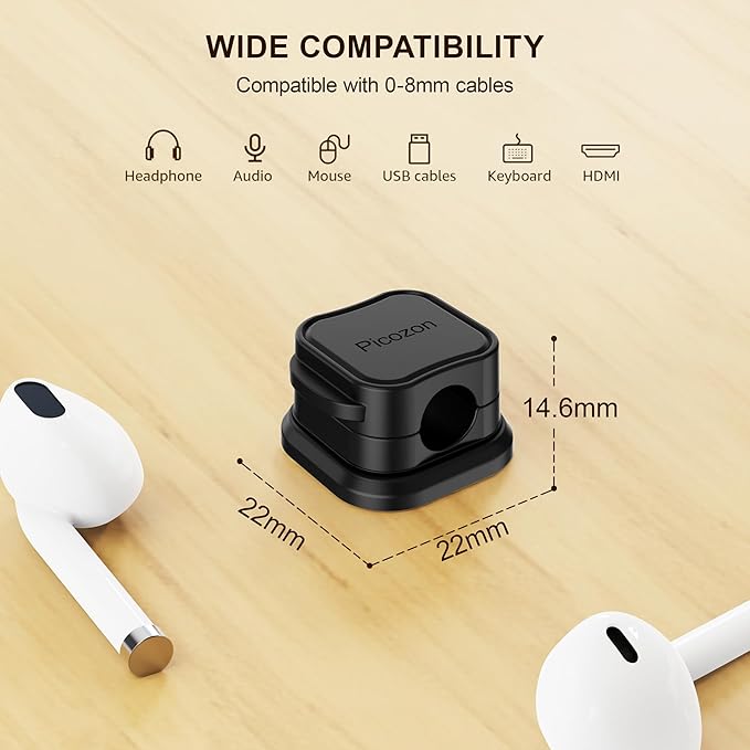 48 Pack Magnetic Cable Clip Organizer Cord Holder, Picozon Adhesive Cable