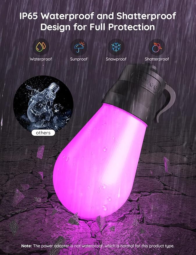 Govee Smart Outdoor String Lights H7029, 24ft RGBIC Outdoor Lights