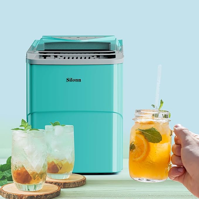 Silonn Ice Makers Countertop, 9 Cubes Ready in 6 Mins, Self-Cleaning Ice Machine