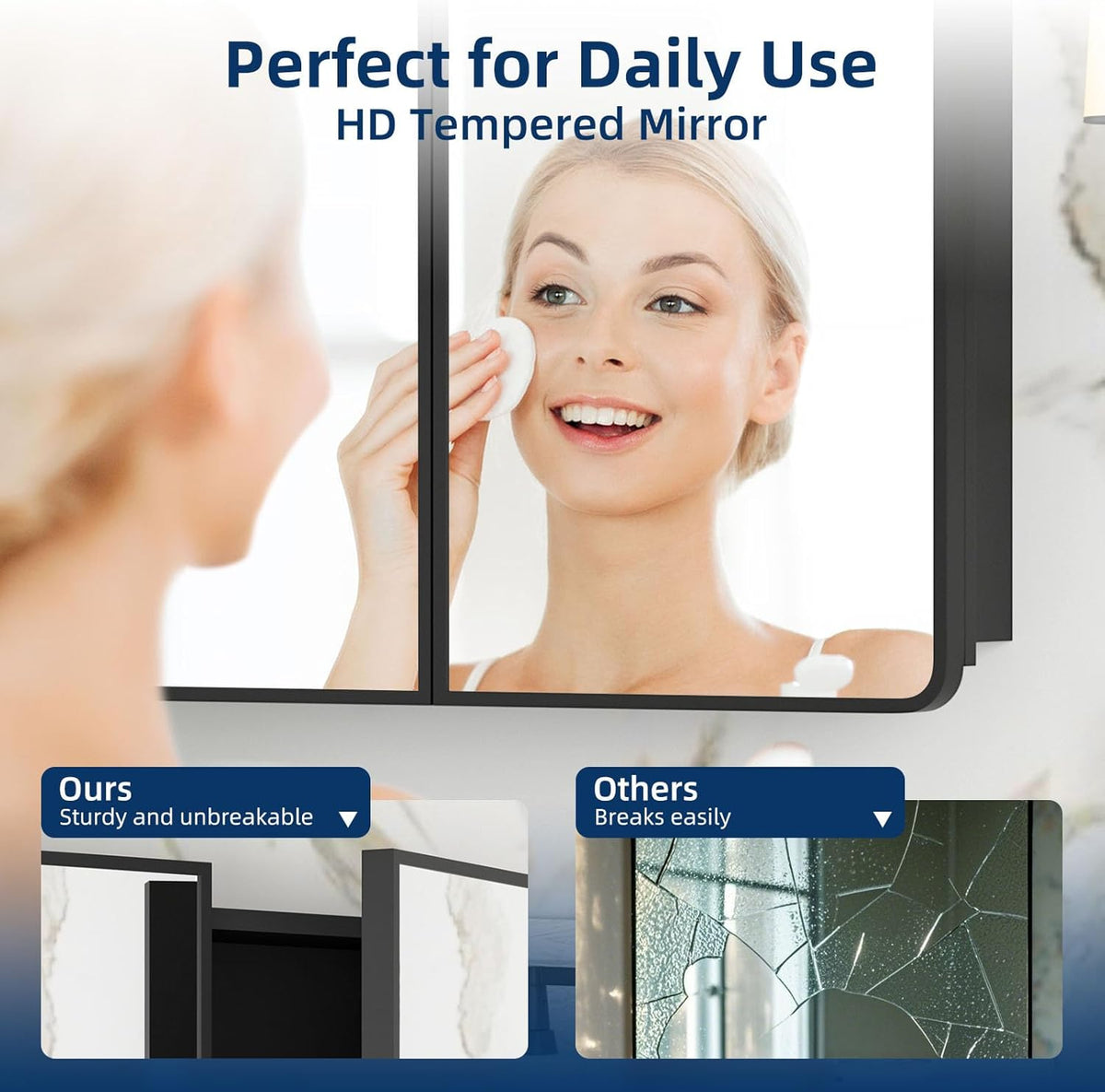 Bathroom Medicine Cabinet with Mirror 24 x 30 Inch, Black Medicine Cabinet Re...