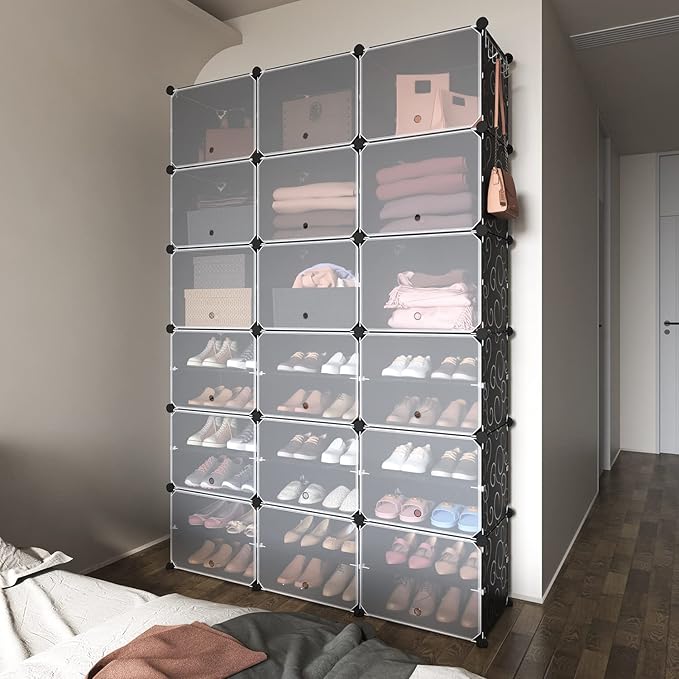 ROJASOP Portable Shoe Rack Organizer, 72 Pairs Covered Shoe Rack Shoe Organizer