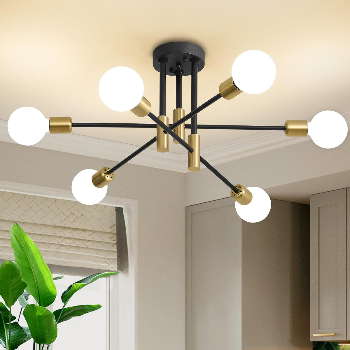Modern Chandelier Ceiling Light Fixture, 6-Light Sputnik Dining Chandeliers