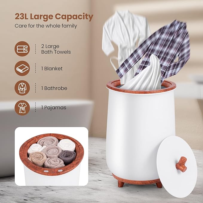 Tangkula Towel Warmer Bucket, 23L Large Luxury Bucket-Style Towel Warmer