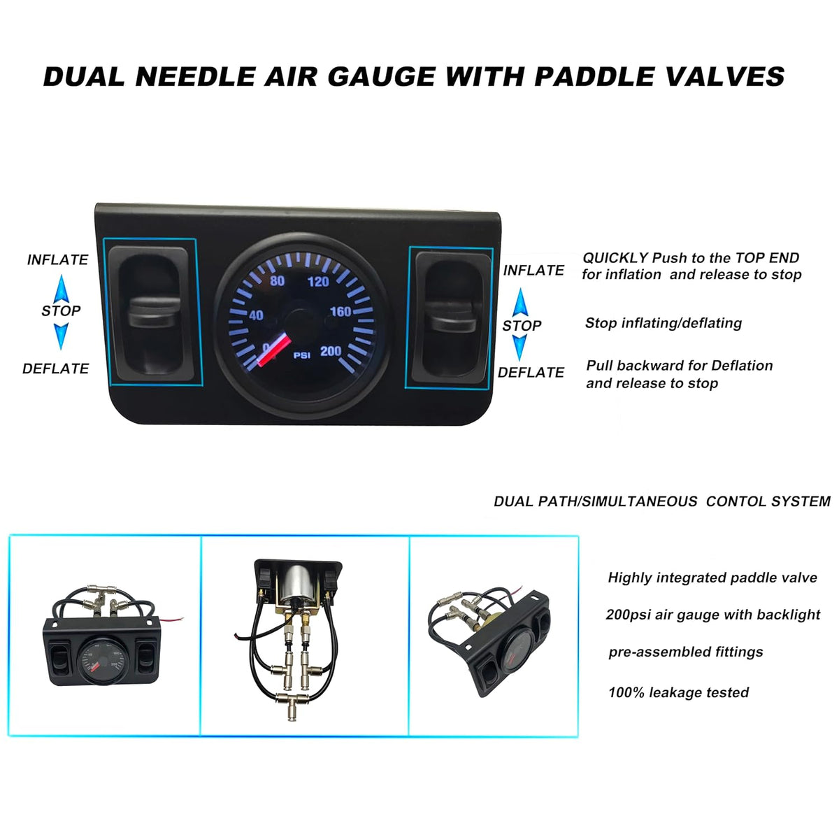 NYSUS in Cab Dual Air Gauge Control Kit, Air Compressor Kit for Air Spring Su...