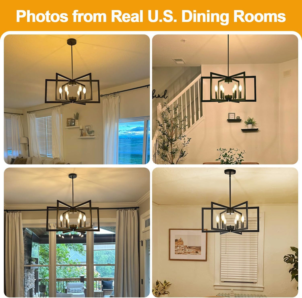 25"-61" Height Adjustable Modern Matte Black Chandelier for Dining ...