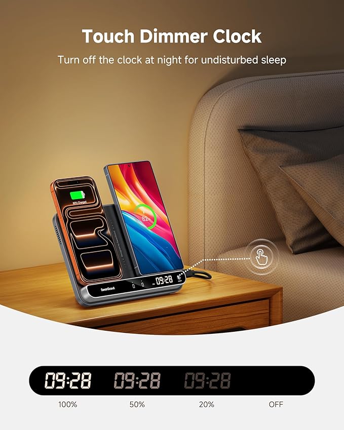Dual Wireless Charger Stand, SwanScout 504, Foldable Wireless Charging Station