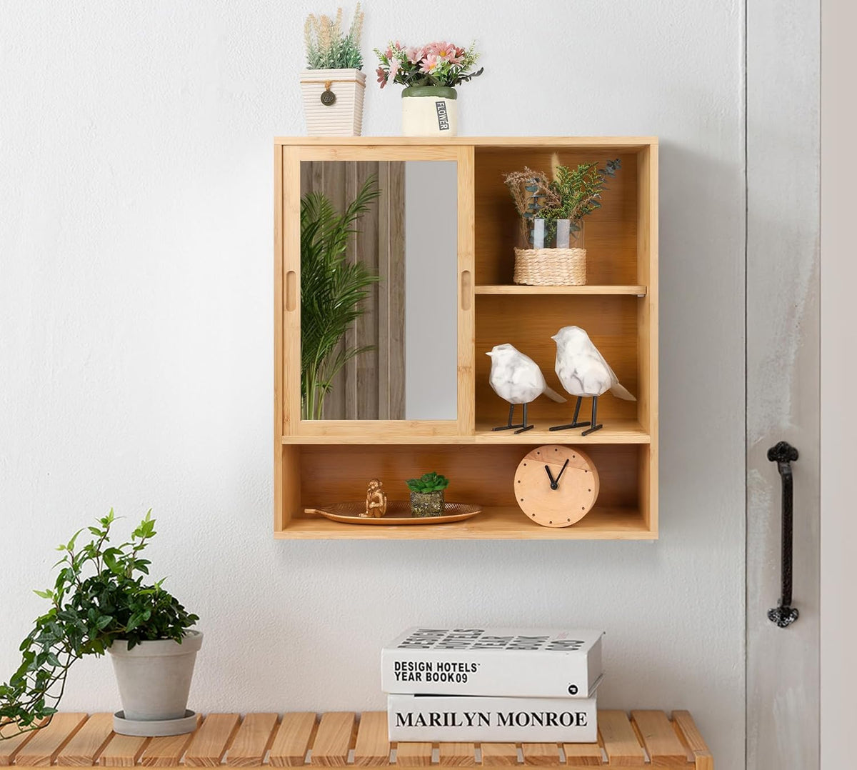 ZYBT Bamboo Bathroom Cabinet,Mirrored Medicine Cabinets,Bathroom Cabinet Wall...