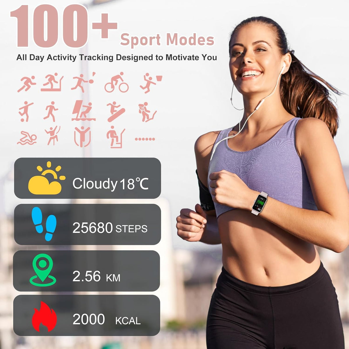 Fitness Tracker with 24/7 Heart Rate Blood Pressure Sleep Tracking, 1.47'...