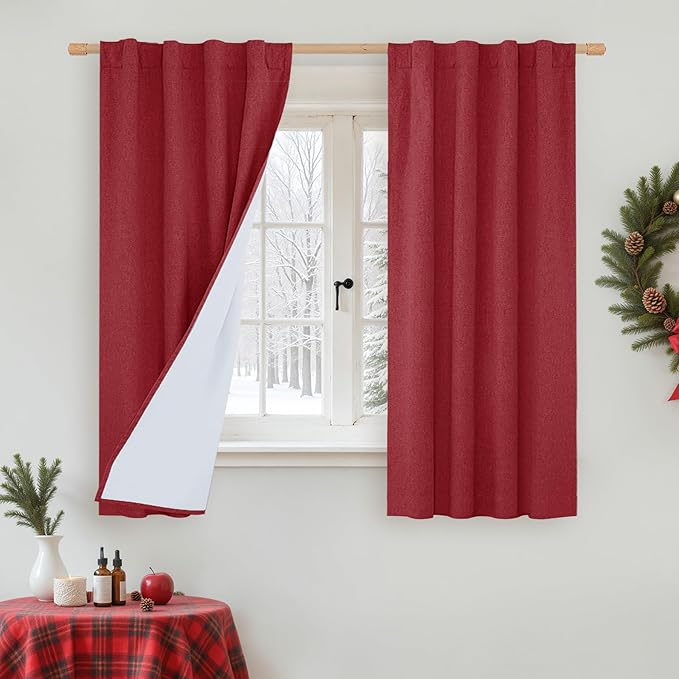 LAMIT Linen 100% Blackout Window Curtains