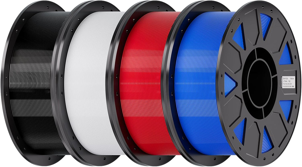 Creality PETG Filament 1.75mm 4KG, Black+White+Blue+Red, Total 4-Pack