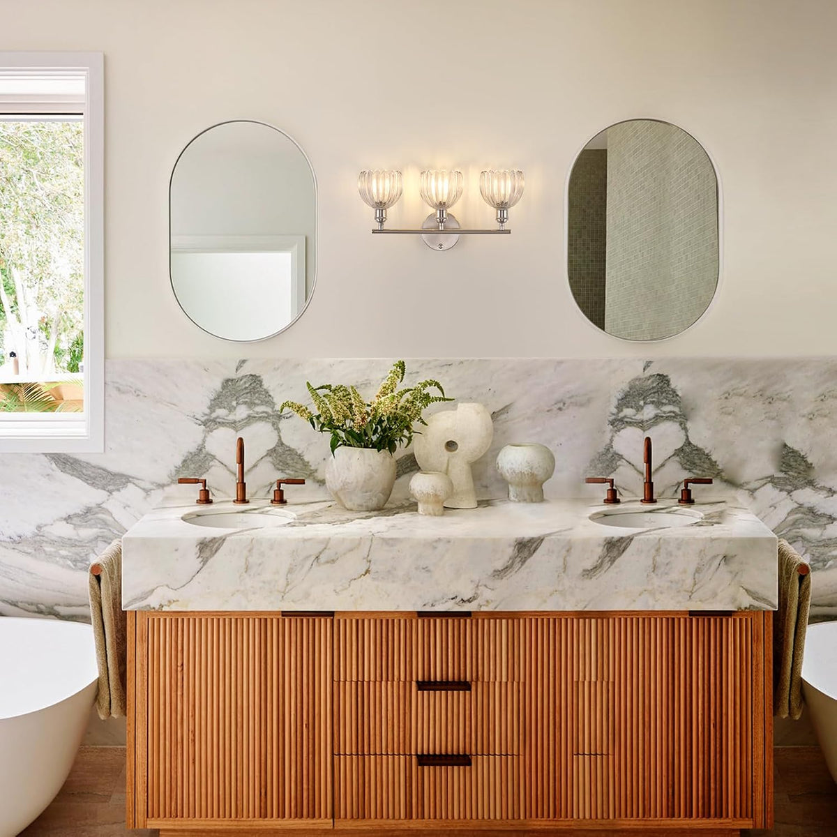 Shenmoyl Bathroom Light Fixtures, 3-Light Vanity wall Light Over Mirror with ...