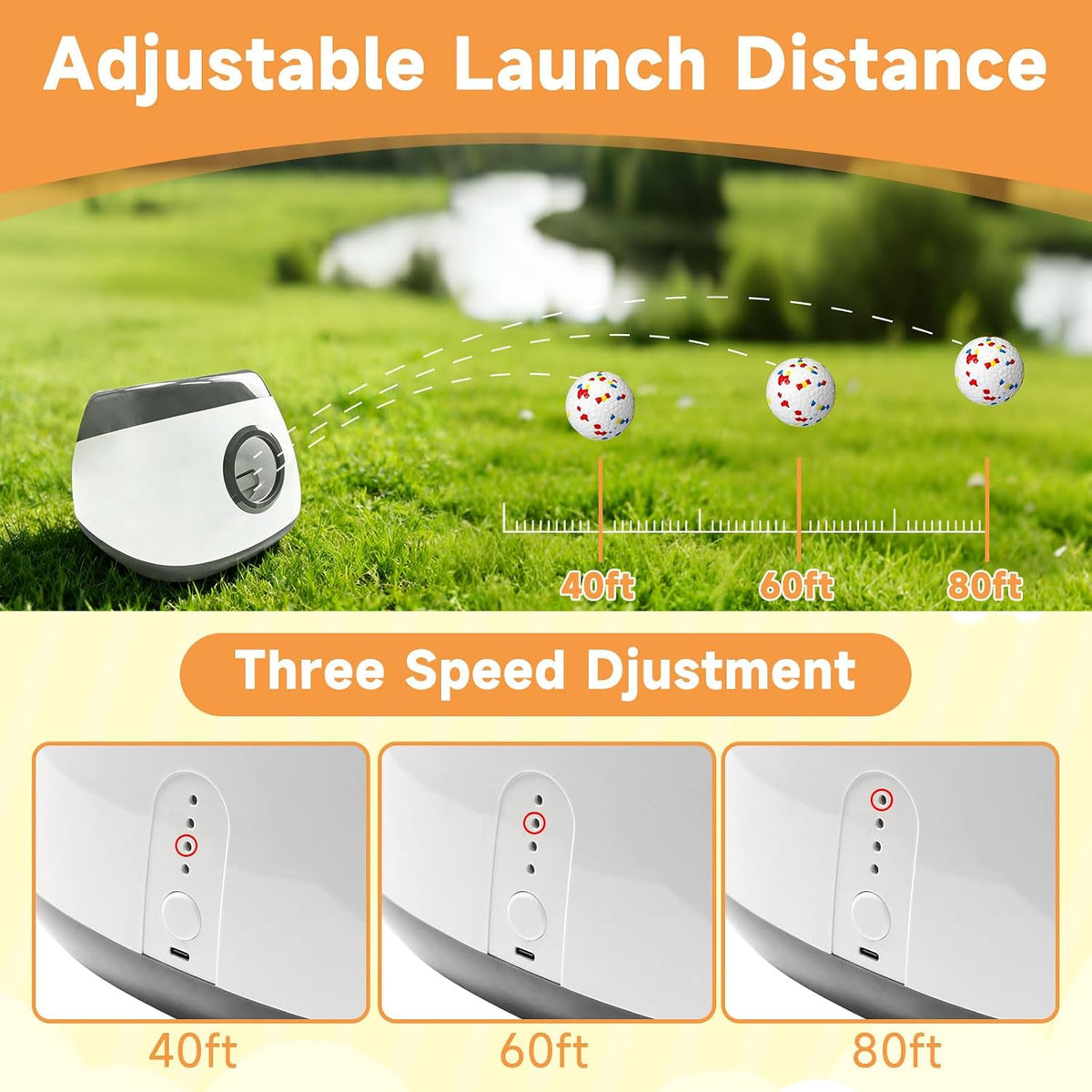 Automatic Dog Ball Launcher, 6 ETPU Balls, Adjustable Distance