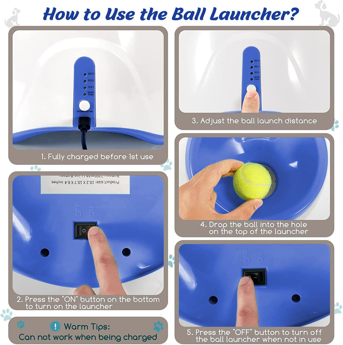 SOCO Automatic Ball Launcher for Dogs, 15 2-Inch Balls, Blue