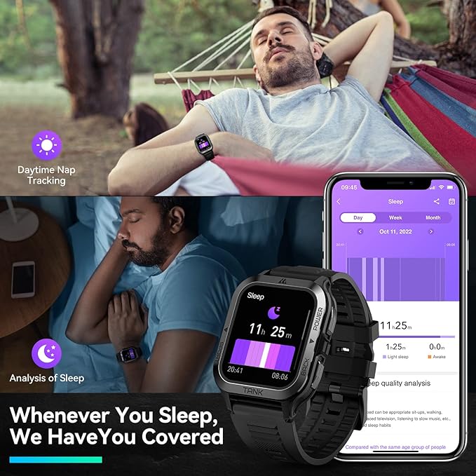 AMAZTIM Smart Watch, 60 Days Extra-Long Battery, 50M Waterproof, Rugged