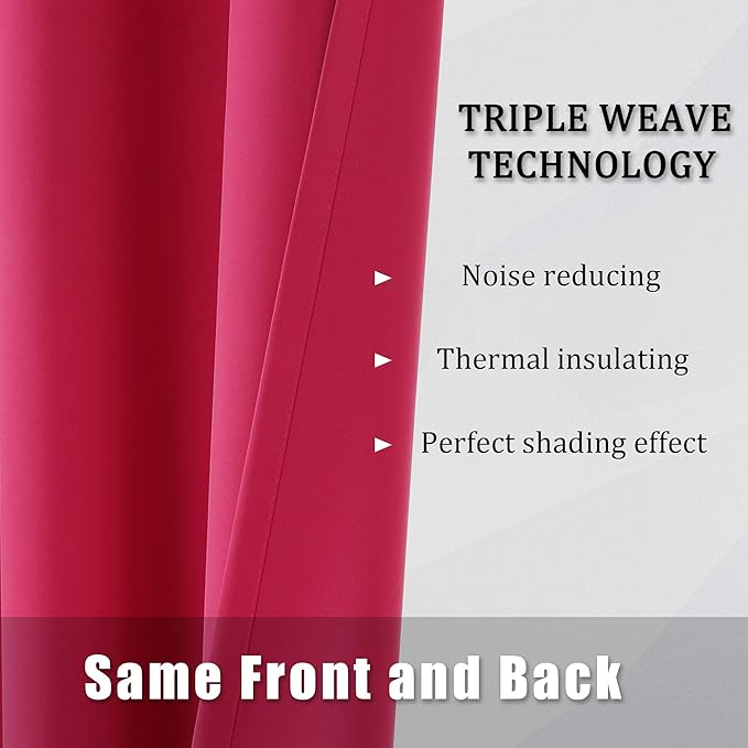 DUALIFE Pink Solid Blackout Curtains 84 Inches Long (Set of 2)