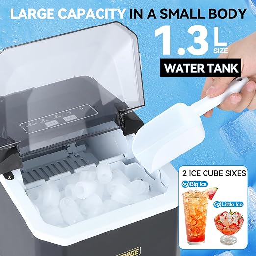 Portable ice Machine: with Handle, with Cleaning Function, with Basket and Spoon