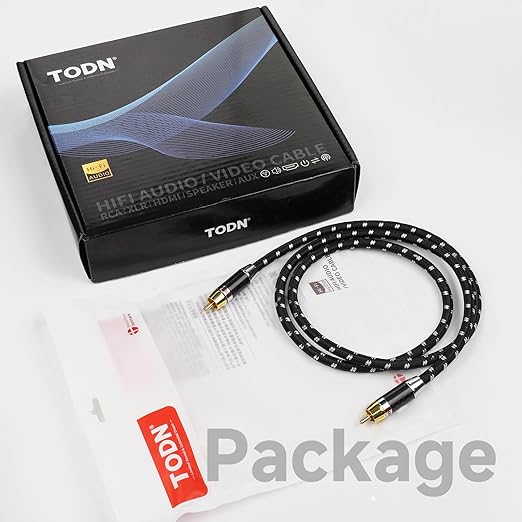 TODN 75-Ohm Coaxial Digital Audio Cable Audiophile 24K Gold-Plated RCA Male